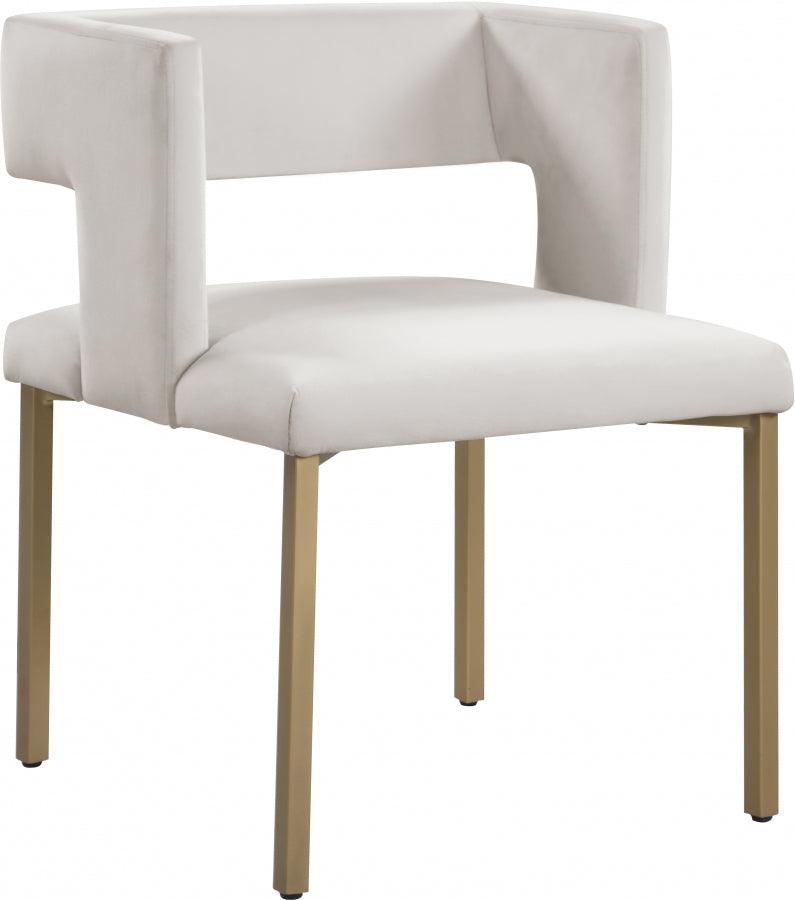 Meridian Furniture - Caleb Velvet Dining Chair Set Of 2 In Cream - 967Cream-C - ATL FURNITURE