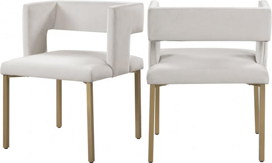 Meridian Furniture - Caleb Velvet Dining Chair Set Of 2 In Cream - 967Cream-C - ATL FURNITURE