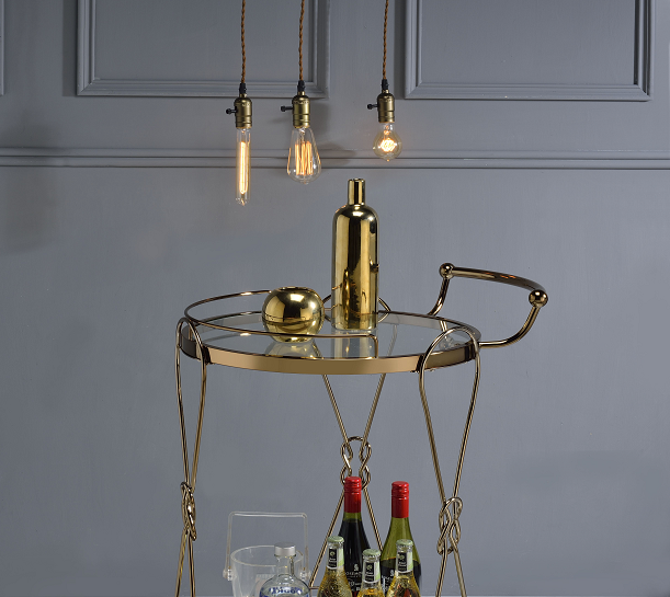 Zekera Champagne Serving Cart - ATL FURNITURE