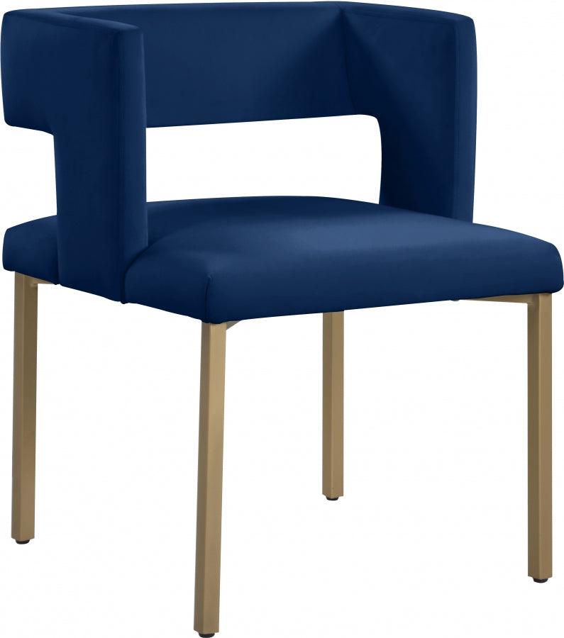 Meridian Furniture - Caleb Velvet Dining Chair Set Of 2 In Navy - 967Navy-C - ATL FURNITURE