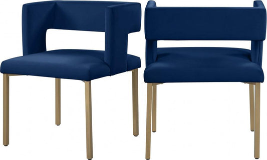 Meridian Furniture - Caleb Velvet Dining Chair Set Of 2 In Navy - 967Navy-C - ATL FURNITURE