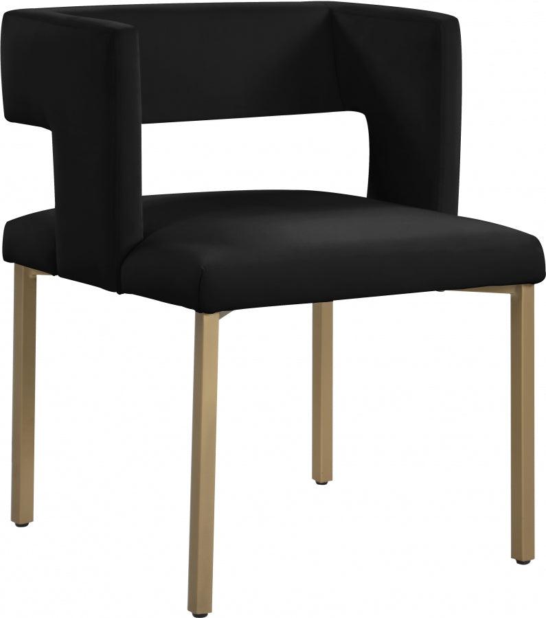 Meridian Furniture - Caleb Velvet Dining Chair Set Of 2 In Black - 967Black-C - ATL FURNITURE