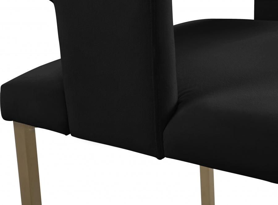 Meridian Furniture - Caleb Velvet Dining Chair Set Of 2 In Black - 967Black-C - ATL FURNITURE