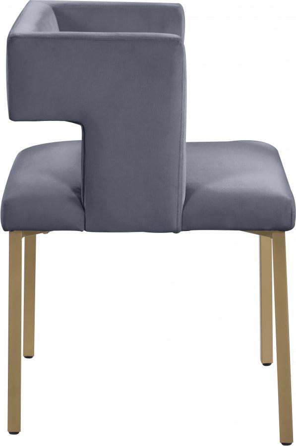 Meridian Furniture - Caleb Velvet Dining Chair Set Of 2 In Grey - 967Grey-C - ATL FURNITURE