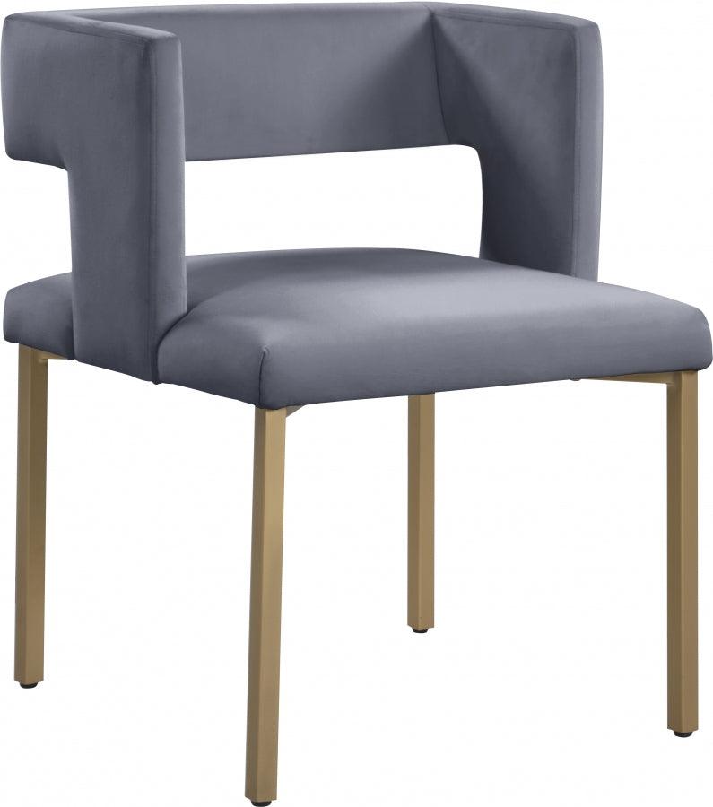 Meridian Furniture - Caleb Velvet Dining Chair Set Of 2 In Grey - 967Grey-C - ATL FURNITURE