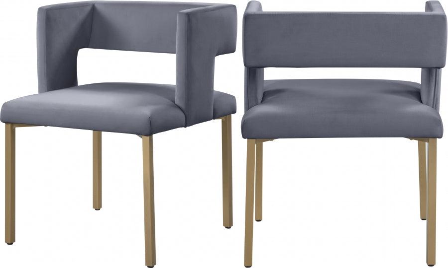 Meridian Furniture - Caleb Velvet Dining Chair Set Of 2 In Grey - 967Grey-C - ATL FURNITURE