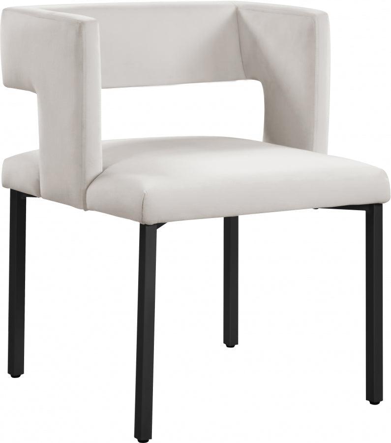 Meridian Furniture - Caleb Velvet Dining Chair Set Of 2 In Cream - 968Cream-C - ATL FURNITURE