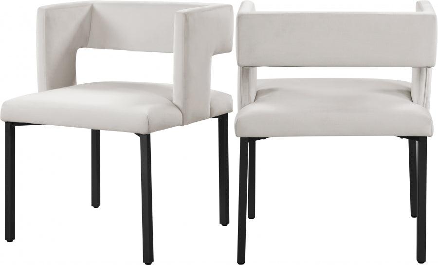 Meridian Furniture - Caleb Velvet Dining Chair Set Of 2 In Cream - 968Cream-C - ATL FURNITURE