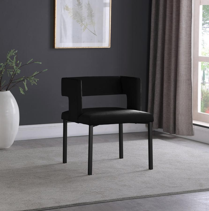 Meridian Furniture - Caleb Velvet Dining Chair Set Of 2 In Black - 968Black-C - ATL FURNITURE