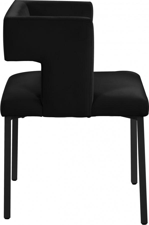 Meridian Furniture - Caleb Velvet Dining Chair Set Of 2 In Black - 968Black-C - ATL FURNITURE