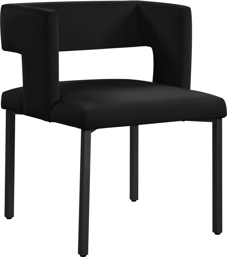 Meridian Furniture - Caleb Velvet Dining Chair Set Of 2 In Black - 968Black-C - ATL FURNITURE