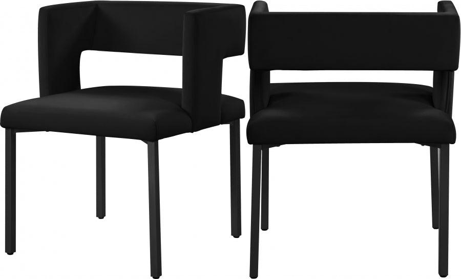 Meridian Furniture - Caleb Velvet Dining Chair Set Of 2 In Black - 968Black-C - ATL FURNITURE