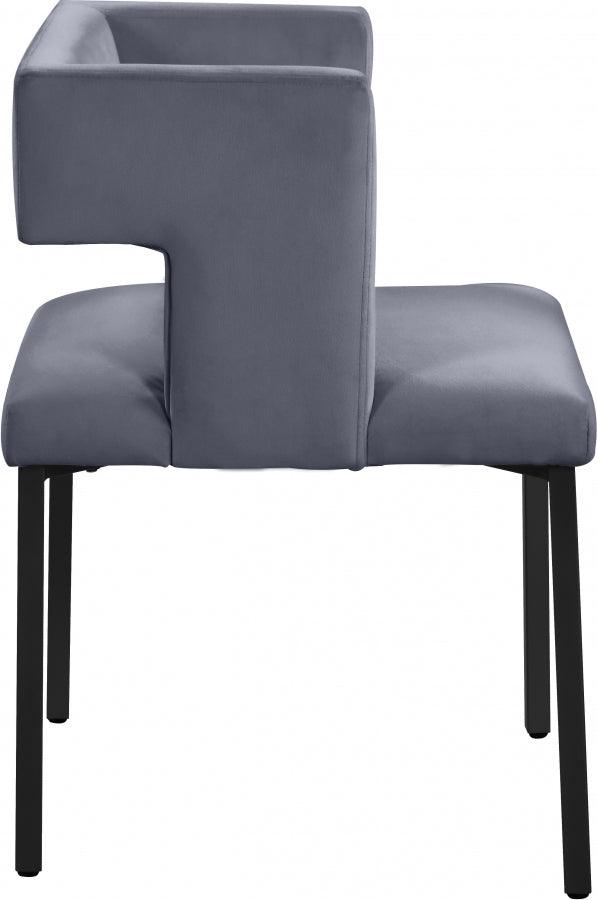 Meridian Furniture - Caleb Velvet Dining Chair Set Of 2 In Grey - 968Grey-C - ATL FURNITURE