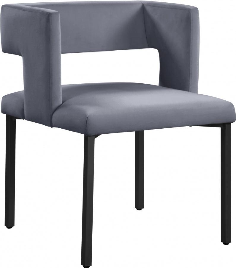 Meridian Furniture - Caleb Velvet Dining Chair Set Of 2 In Grey - 968Grey-C - ATL FURNITURE