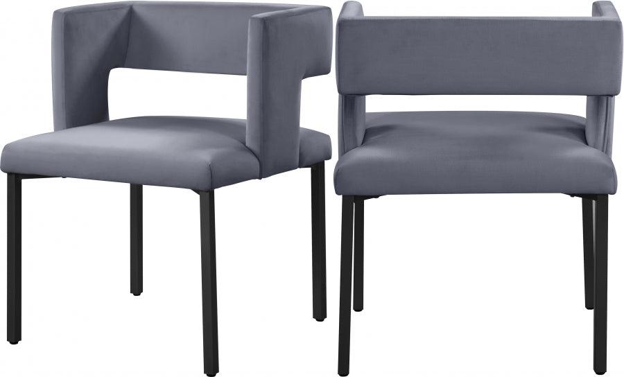 Meridian Furniture - Caleb Velvet Dining Chair Set Of 2 In Grey - 968Grey-C - ATL FURNITURE