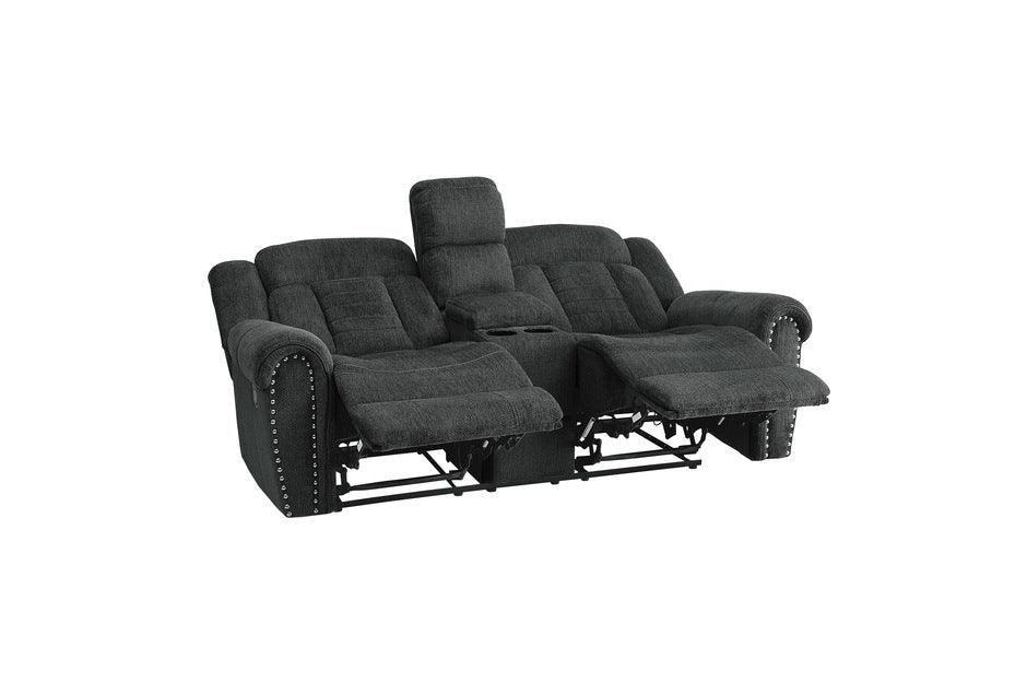 Homelegance - Nutmeg Charcoal Double Reclining Love Seat With Center Console - 9901Cc-2 - ATL FURNITURE