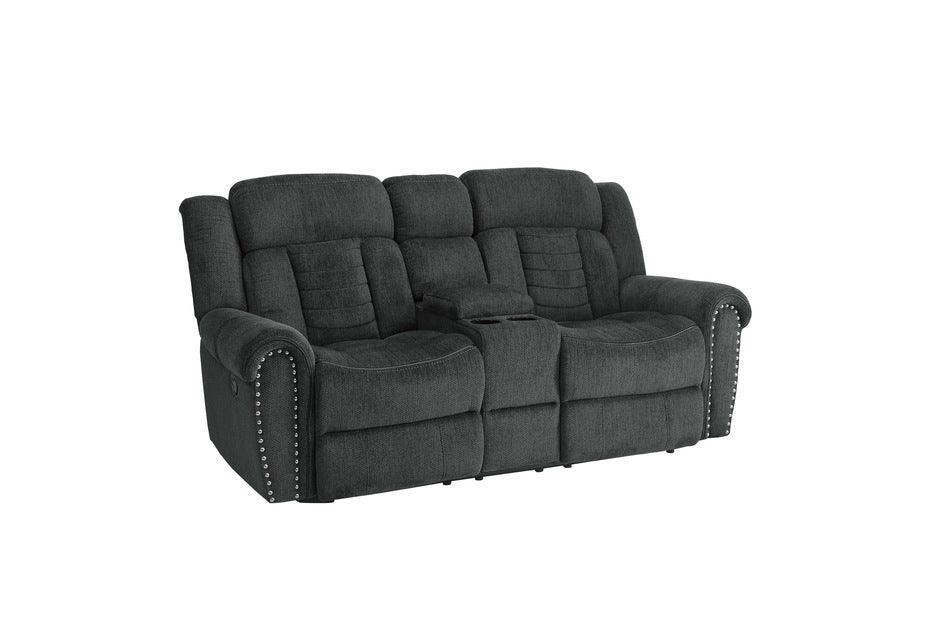 Homelegance - Nutmeg Charcoal Double Reclining Love Seat With Center Console - 9901Cc-2 - ATL FURNITURE