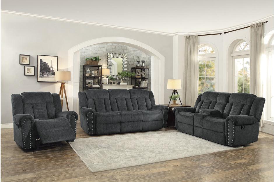 Homelegance - Nutmeg Charcoal Double Reclining Love Seat With Center Console - 9901Cc-2 - ATL FURNITURE