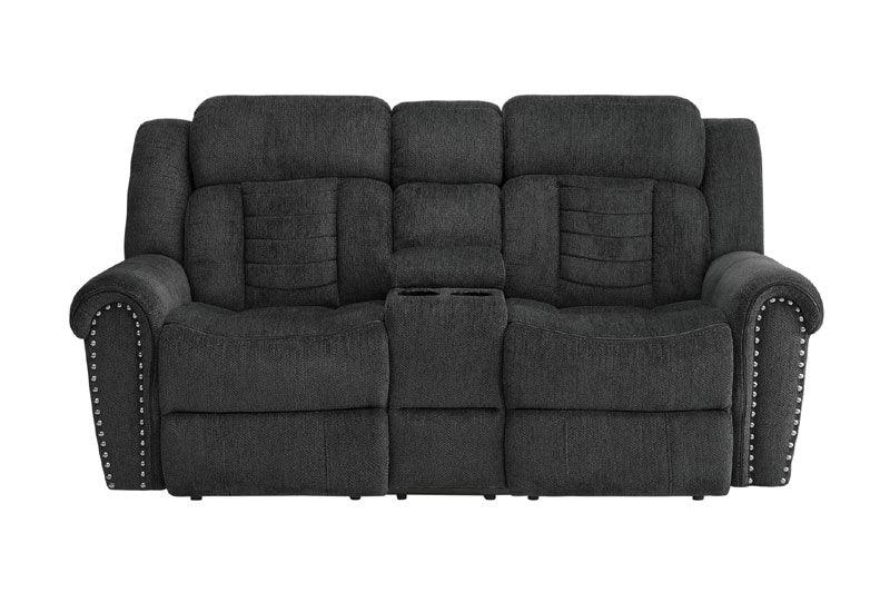 Homelegance - Nutmeg Charcoal Double Reclining Love Seat With Center Console - 9901Cc-2 - ATL FURNITURE