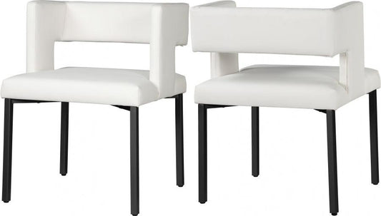 Meridian Furniture - Caleb Faux Leather Dining Chair Set Of 2 In White - 968White-C - ATL FURNITURE