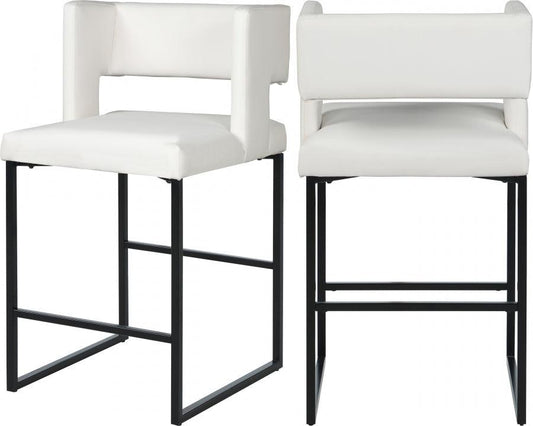 Meridian Furniture - Caleb Faux Leather Counter Stool -Set Of 2 - 970White-C - ATL FURNITURE