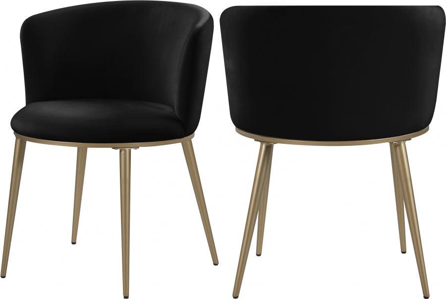 Meridian Furniture - Skylar Velvet Dining Chair Set Of 2 In Black - 965Black-C - ATL FURNITURE