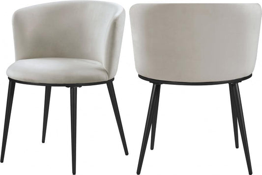 Meridian Furniture - Skylar Velvet Dining Chair Set Of 2 In Cream - 966Cream-C - ATL FURNITURE