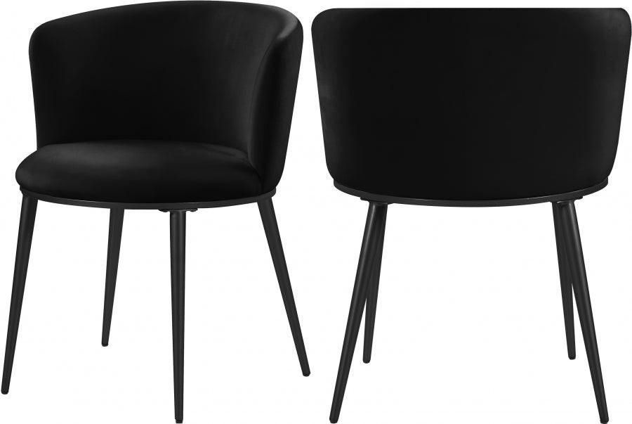 Meridian Furniture - Skylar Velvet Dining Chair Set Of 2 In Black - 966Black-C - ATL FURNITURE