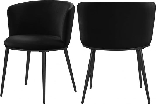 Meridian Furniture - Skylar Velvet Dining Chair Set Of 2 In Black - 966Black-C - ATL FURNITURE