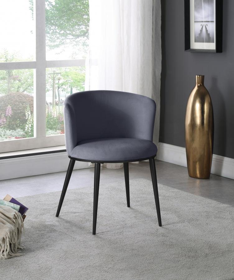 Meridian Furniture - Skylar Velvet Dining Chair Set Of 2 In Grey - 966Grey-C - ATL FURNITURE