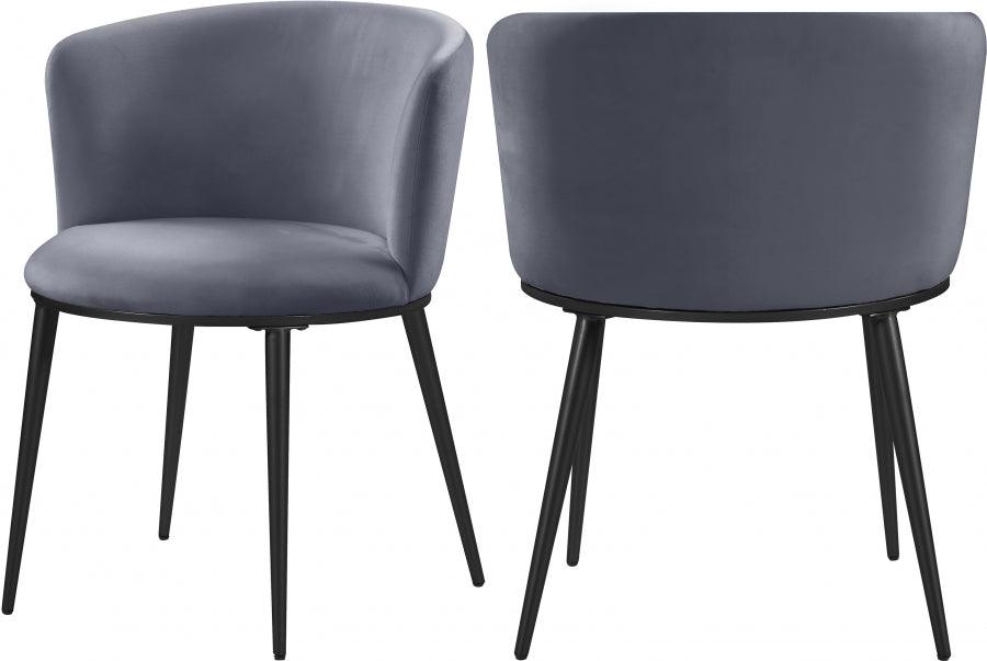 Meridian Furniture - Skylar Velvet Dining Chair Set Of 2 In Grey - 966Grey-C - ATL FURNITURE