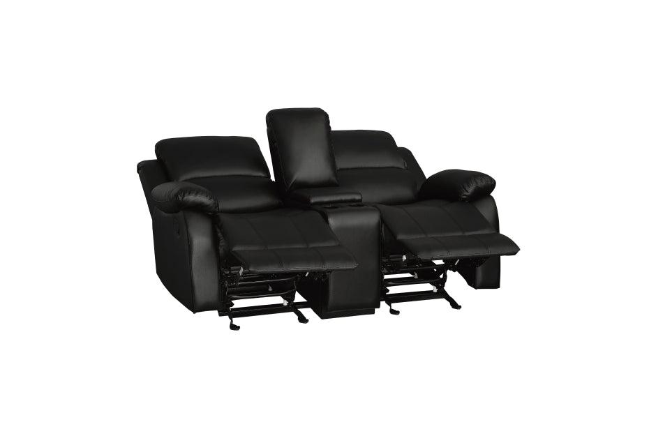 Homelegance - Clarkdale Black Double Glider Reclining Love Seat With Center Console - 9928Blk-2 - ATL FURNITURE