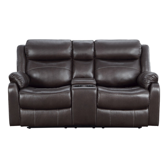 Homelegance - Yerba Double Lay Flat Reclining Love Seat With Center Console In Dark Brown - 9990Db-2 - ATL FURNITURE