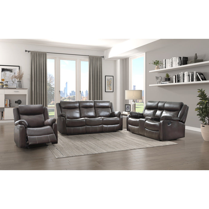 Homelegance - Yerba Double Lay Flat Reclining Love Seat With Center Console In Dark Brown - 9990Db-2 - ATL FURNITURE