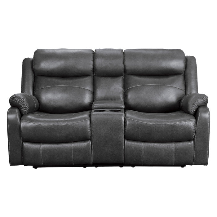 Homelegance - Yerba Double Lay Flat Reclining Love Seat With Center Console In Dark Grey - 9990Gy-2 - ATL FURNITURE