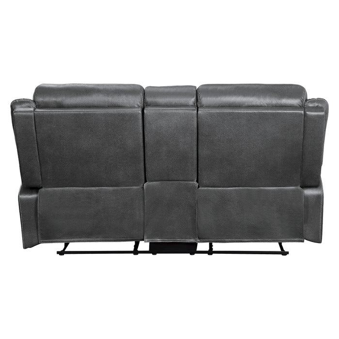 Homelegance - Yerba Double Lay Flat Reclining Love Seat With Center Console In Dark Grey - 9990Gy-2 - ATL FURNITURE