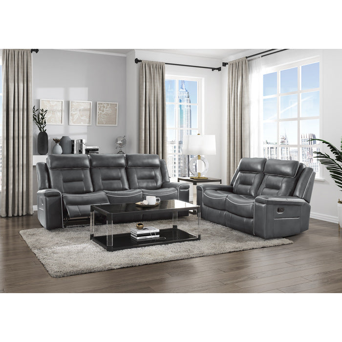 Homelegance - Darwan 2 Piece Double Lay Flat Reclining Sofa Set In Dark Grey - 9999Dg-3-2 - ATL FURNITURE