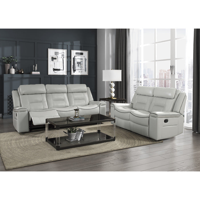 Homelegance - Darwan 2 Piece Double Lay Flat Reclining Sofa Set In Light Grey - 9999Gy-3-2 - ATL FURNITURE