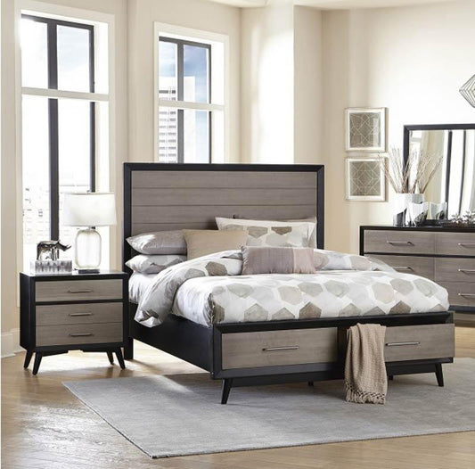 Homelegance - Raku 3 Piece Queen Platform Bedroom Set In Gray And Black - 1711-1-3Set - ATL FURNITURE