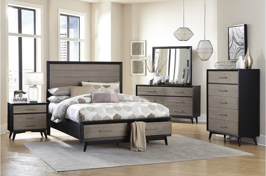 Homelegance - Raku 6 Piece Queen Platform Bedroom Set In Gray And Black - 1711-1-6Set - ATL FURNITURE