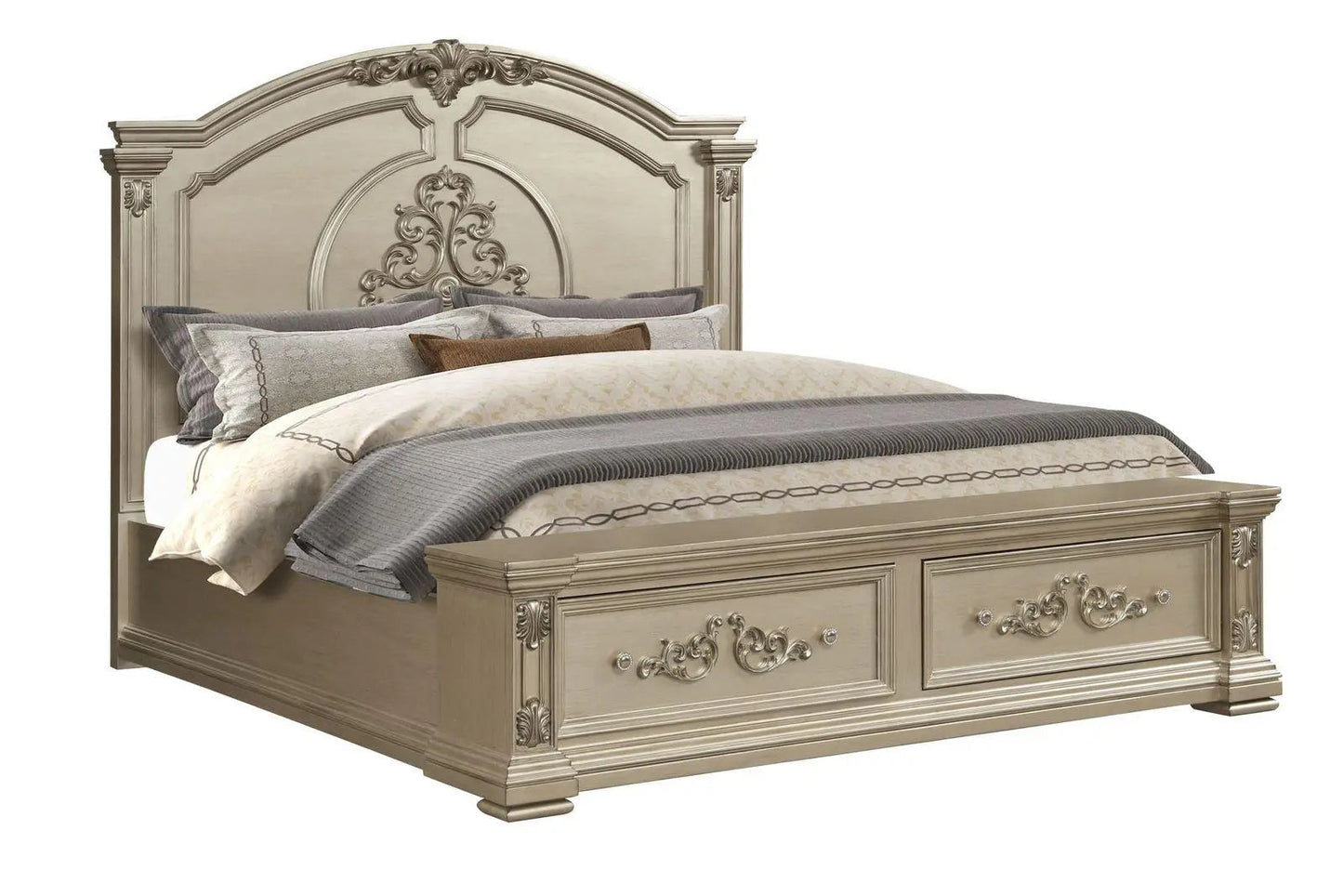 Alicia 6Pc Transitional Bedroom Set in Metallic Beige Finish by Cosmos Furniture - ATL FURNITURE