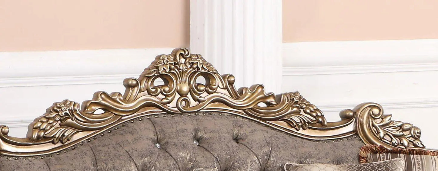 Amelia Traditional Sofa and Loveseat in Bronze Wood Finish by Cosmos Furniture - ATL FURNITURE