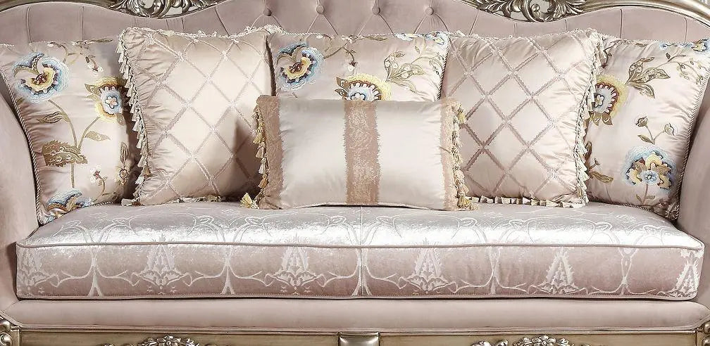 Ariana Traditional Sofa and Loveseat in Champagne Wood Finish by Cosmos Furniture - ATL FURNITURE