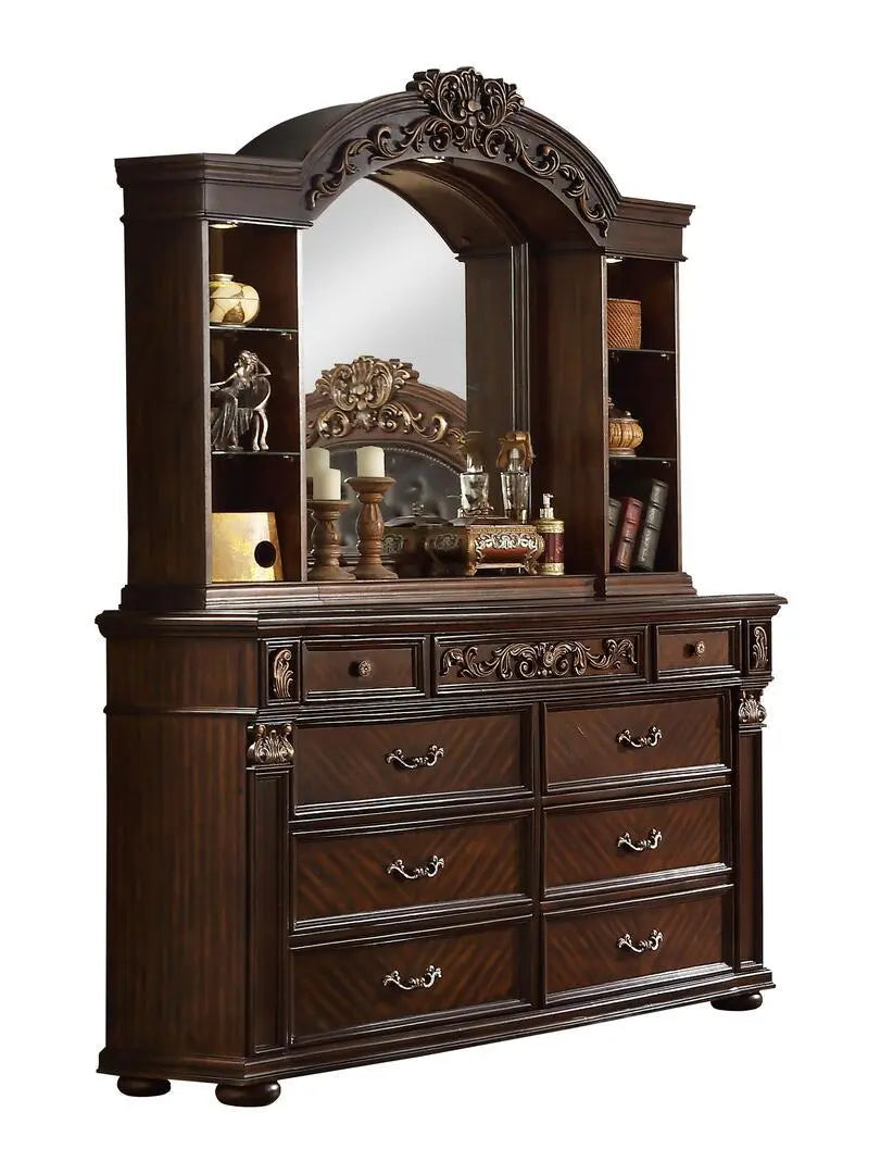 Aspen 6Pc Traditional Bedroom Set in Cherry Finish by Cosmos Furniture - ATL FURNITURE