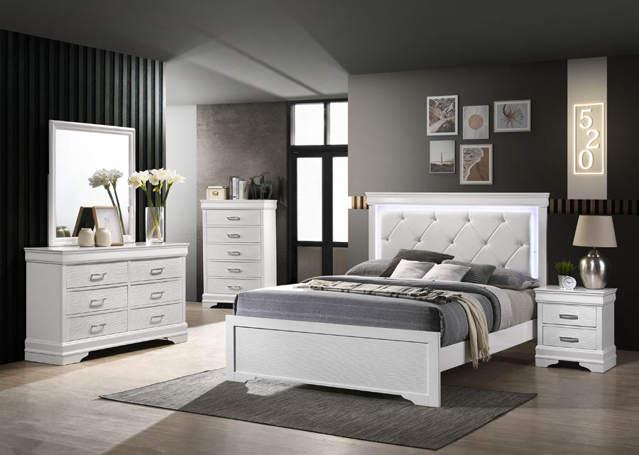 White LED Bedroom - ATL FURNITURE