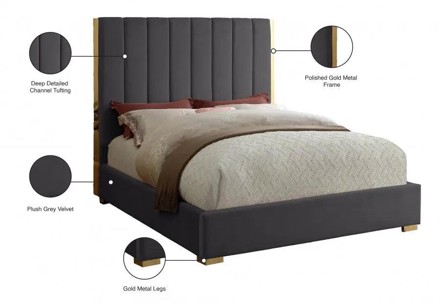 Becca Velvet Bed - ATL FURNITURE