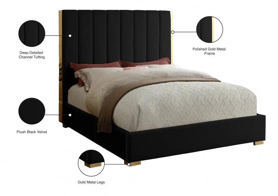 Becca Velvet Bed - ATL FURNITURE
