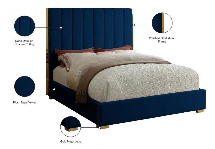 Becca Velvet Bed - ATL FURNITURE