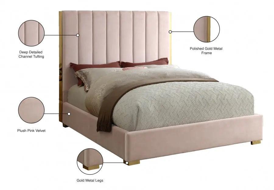 Becca Velvet Bed - ATL FURNITURE