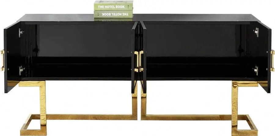 Beth Sideboard / Buffet In Black Lacquer With Gold Base - ATL FURNITURE